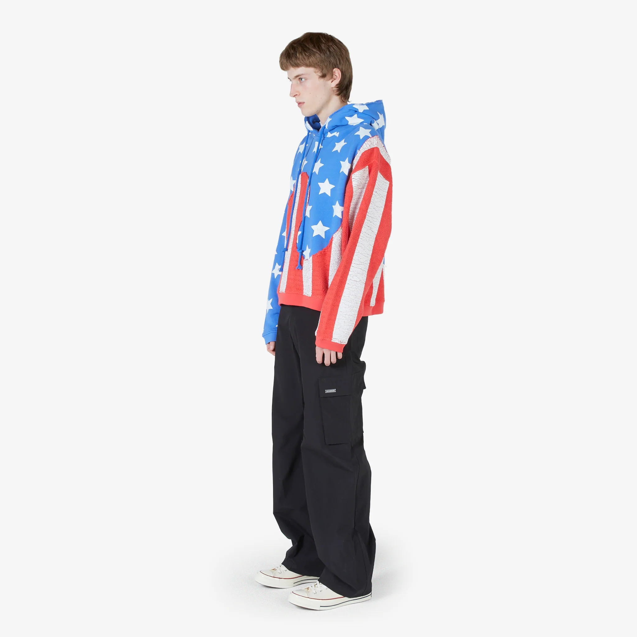 Unisex Stars and Stripes Swirl Hoodie Blue - Image 3
