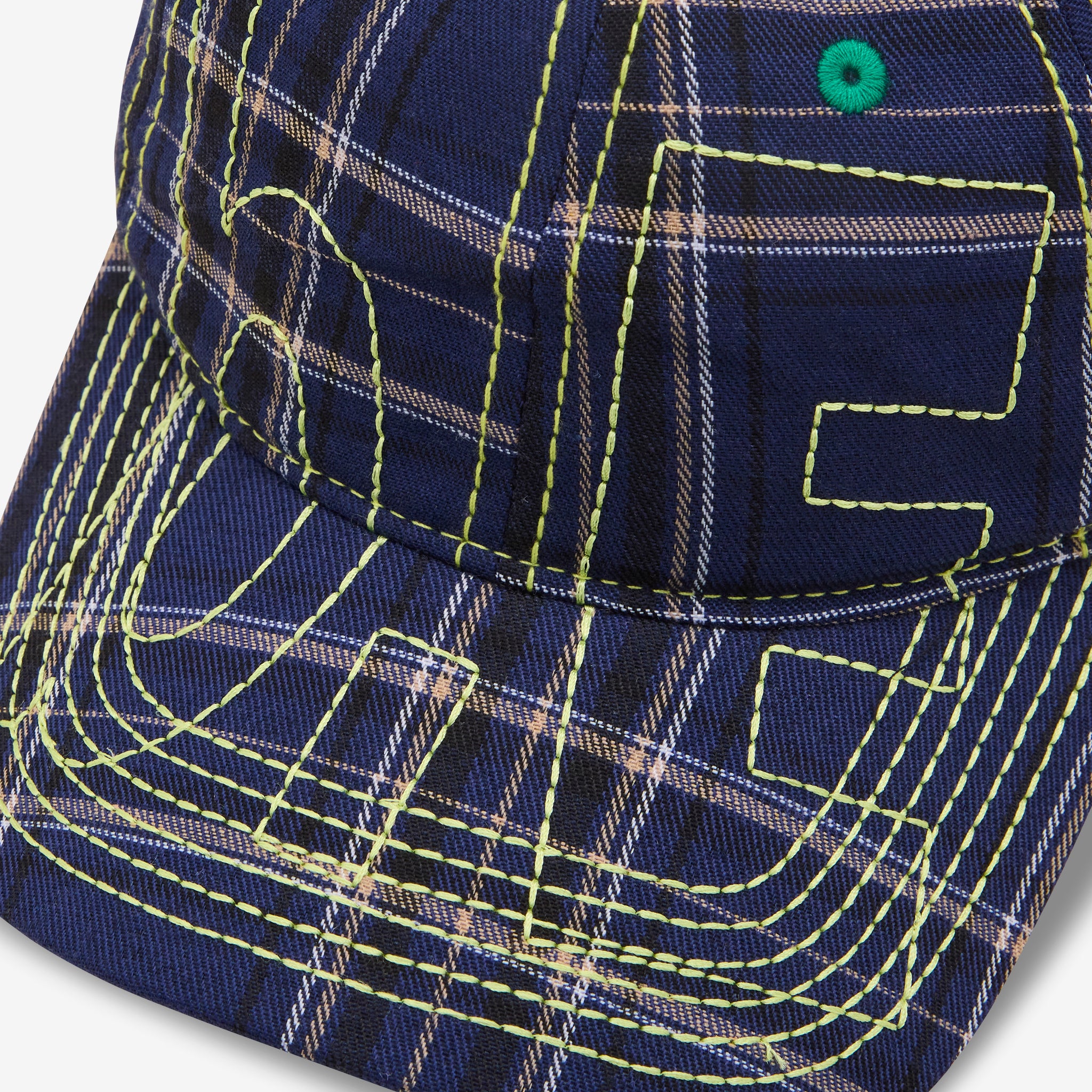 Vapor 6 Panel Hat Navy Plaid | Highlighter - Image 3