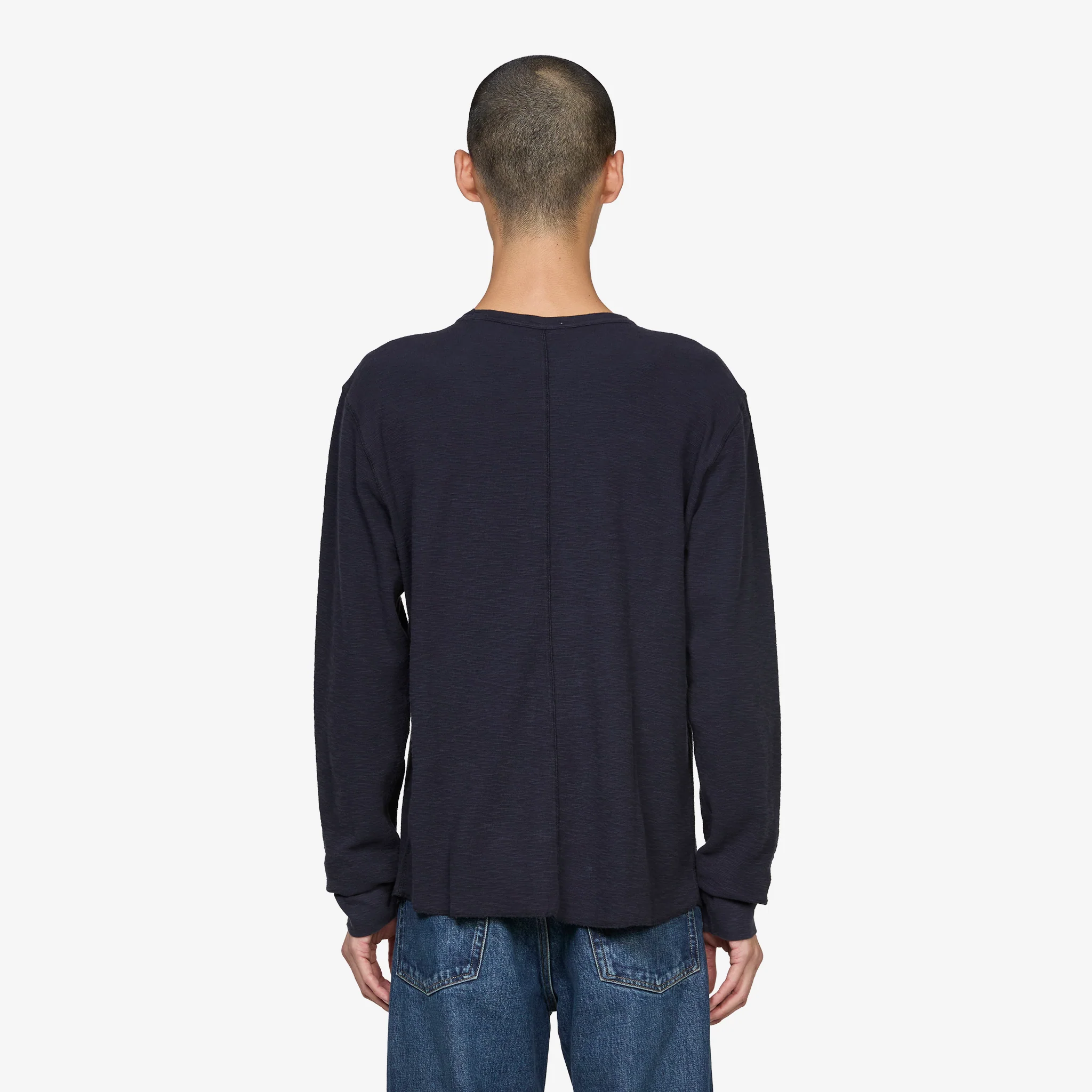 Waffle T-Shirt Longsleeve 200 Navy - Image 4