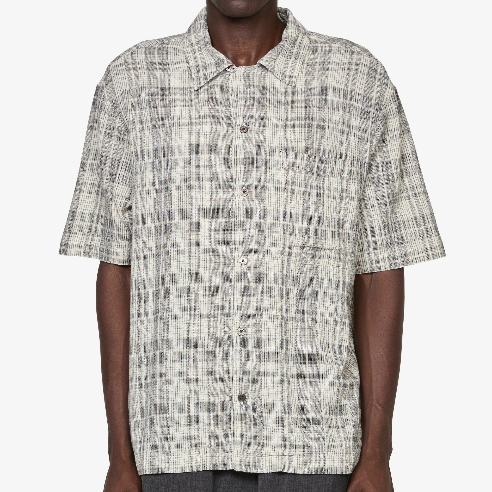Wave Shirt Black Ecru Mini Check - Image 5
