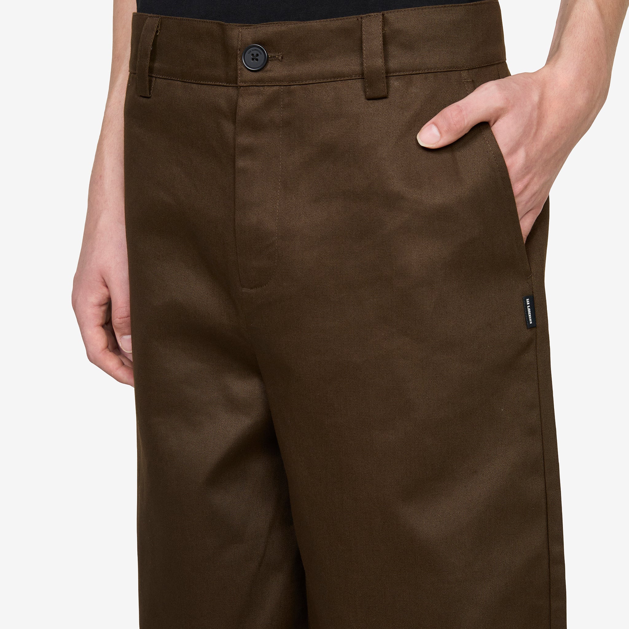 Wide-Leg Twill Trousers Brown - Image 4