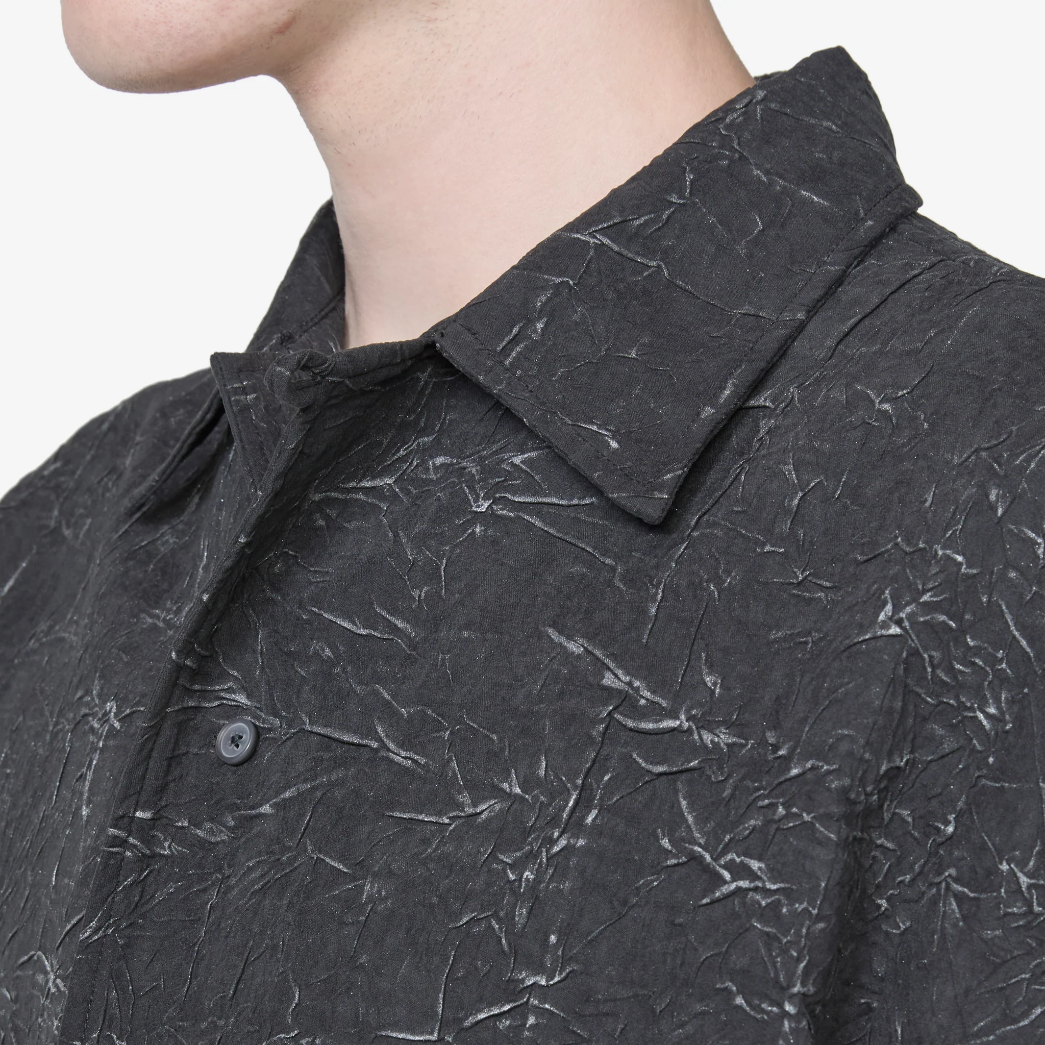 Wrinkle Bowling Short Sleeve Shirt Black - Image 6
