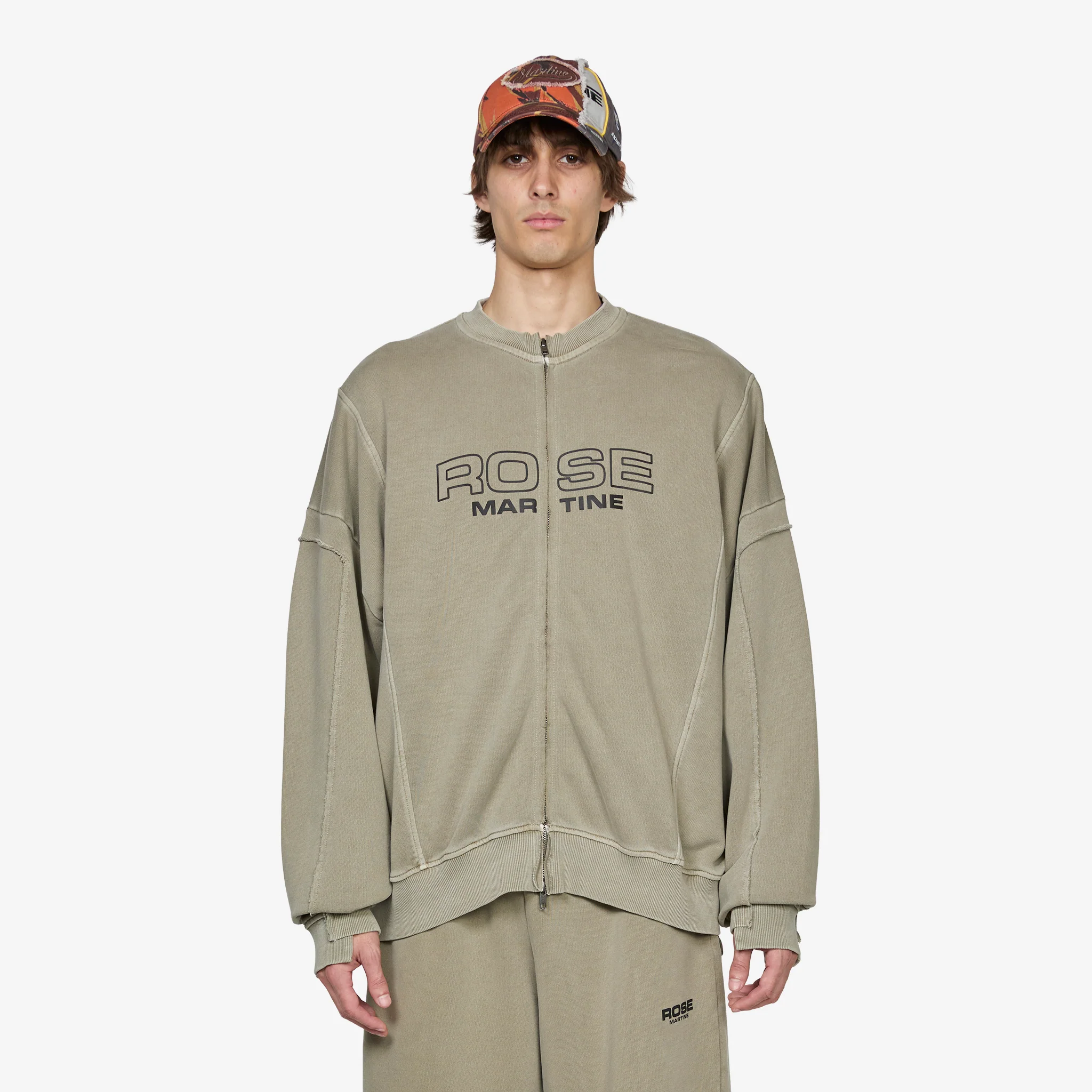 Zip Up Crew Washed Sage Green