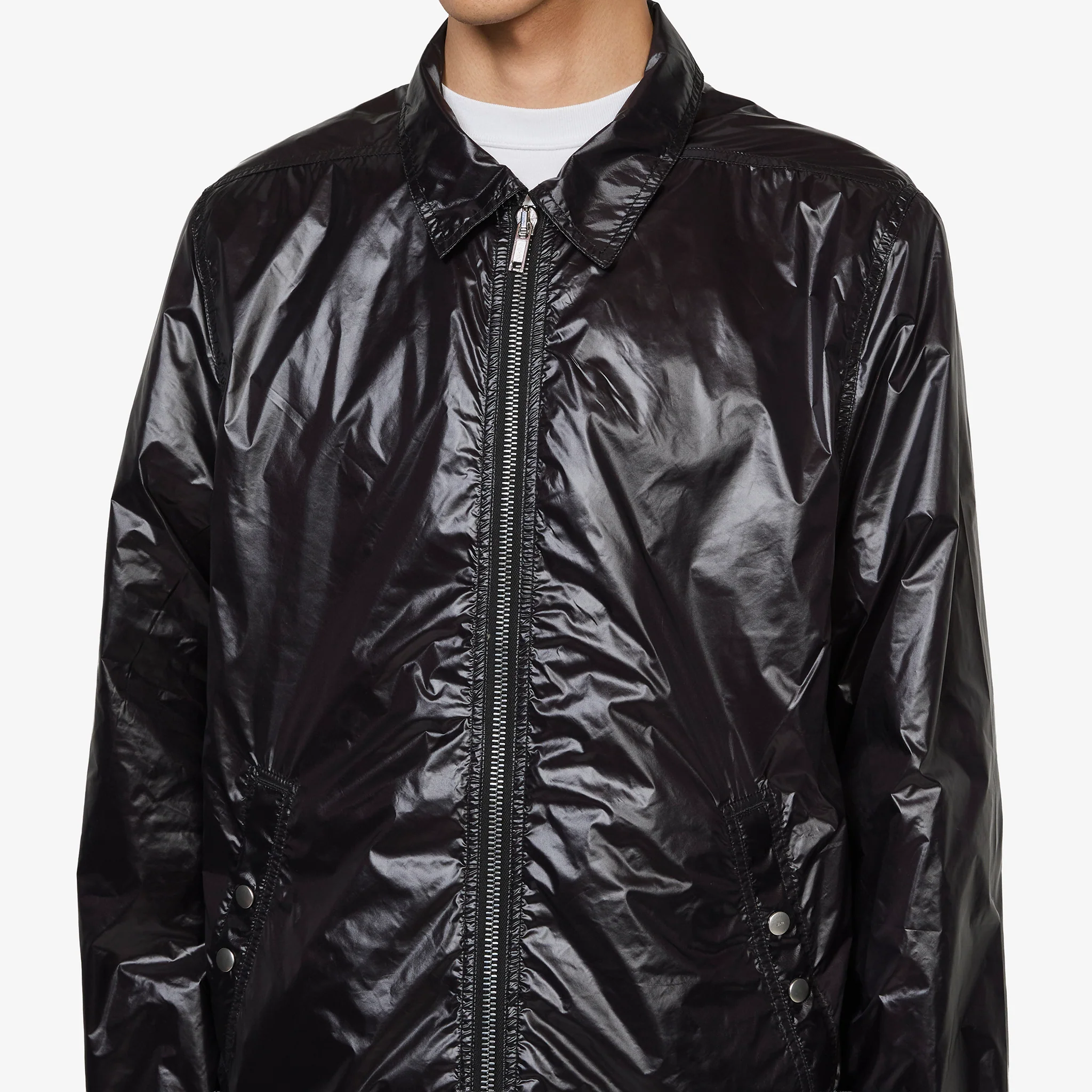 Zipfront Jacket Black Shiny Light Nylon - Image 2